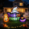 8 ft Inflatable Pumpkin Stack with Witch Cat, Halloween outdoor decoration