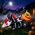 9 ft Inflatable Pumpkin Carriage with Skeleton Driver, Halloween outdoor decoration