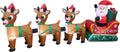 8 ft Lighted Inflatable Santa Sleigh and Three Reindeer, Christmas outdoor decoration