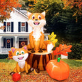 6 ft Inflatable Fall Fox with Pumpkin, Thanksgiving outdoor decoration