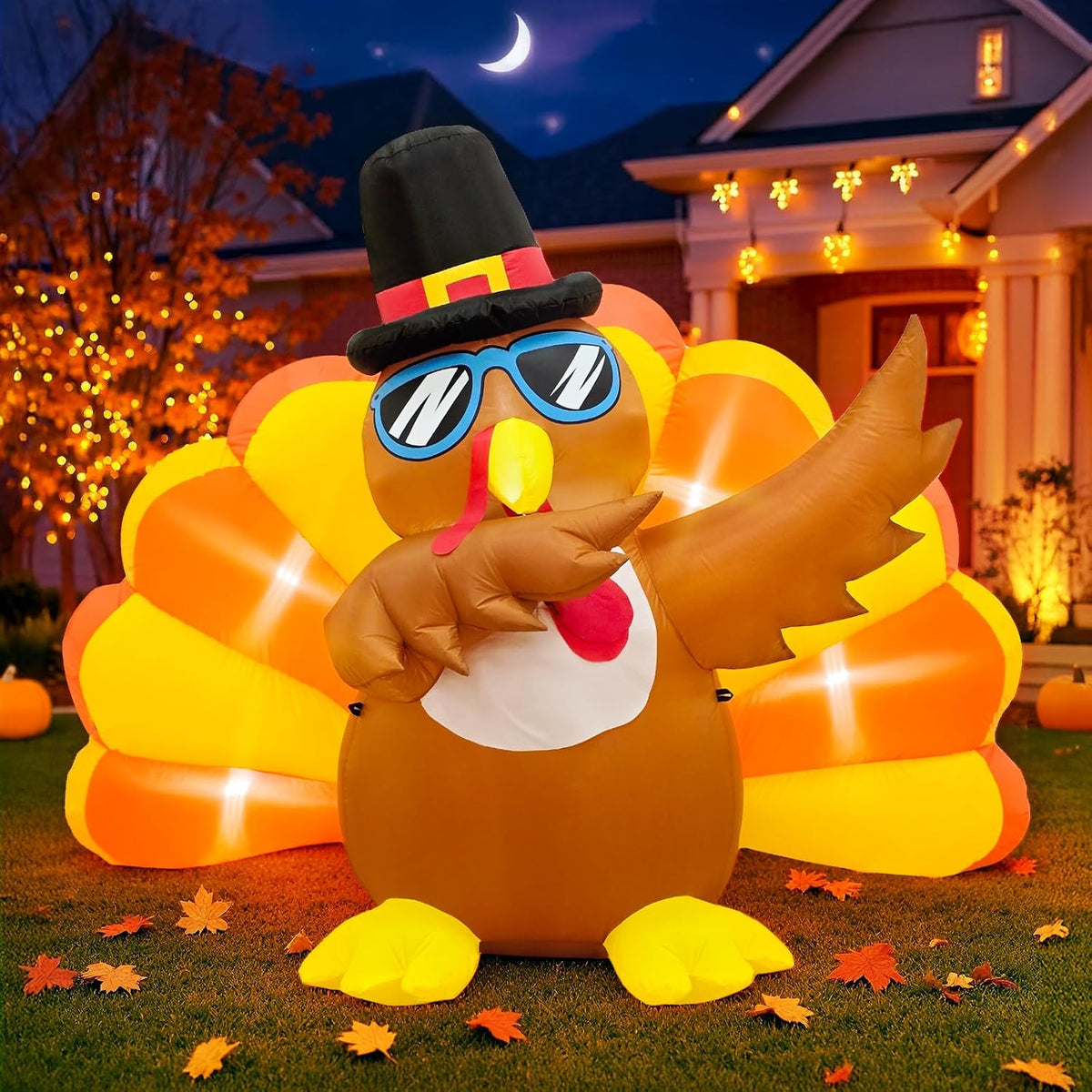 6 ft Inflatable Turkey in Sunglasses, Thanksgiving outdoor decoration